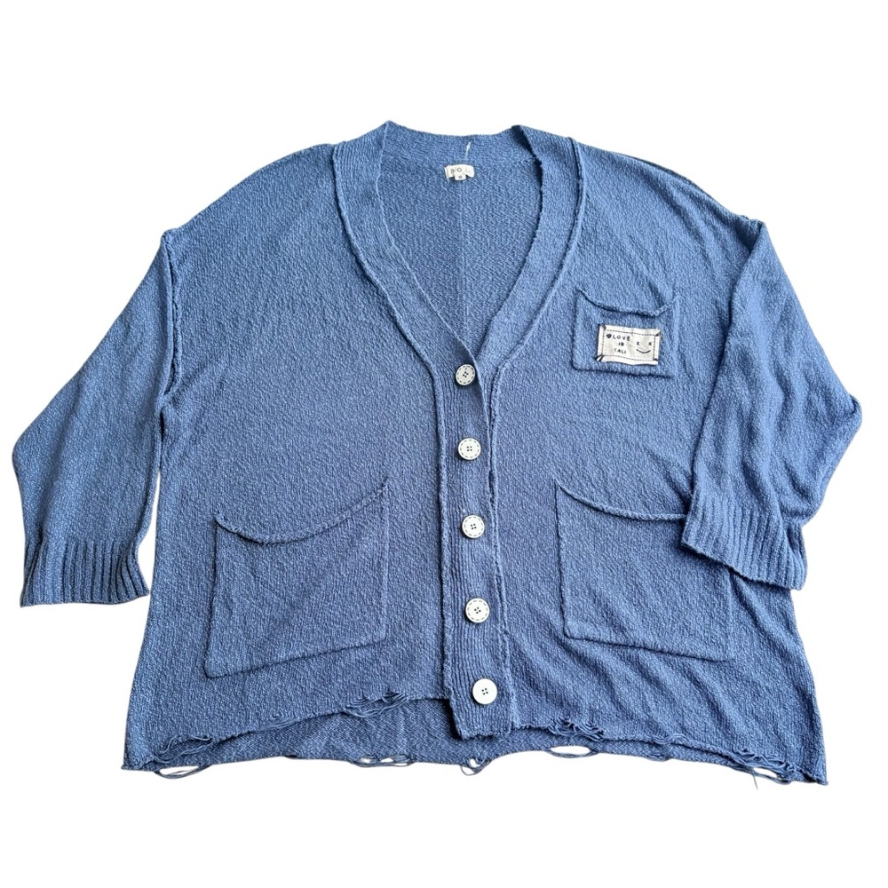 POL Blue Women's Boyfriend Cardigan